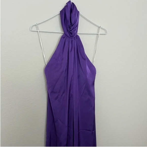 Katie May Robbie Satin Halter Jumpsuit Purple NWT - Picture 3 of 9